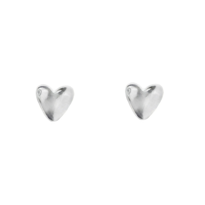 Polished Silver 7mm Heart Stud Earrings - Michael Jones Jeweller