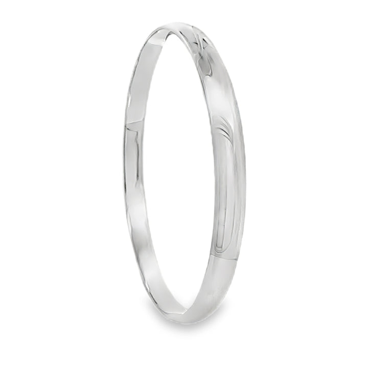 Polished D Section Silver Bangle - Michael Jones Jeweller
