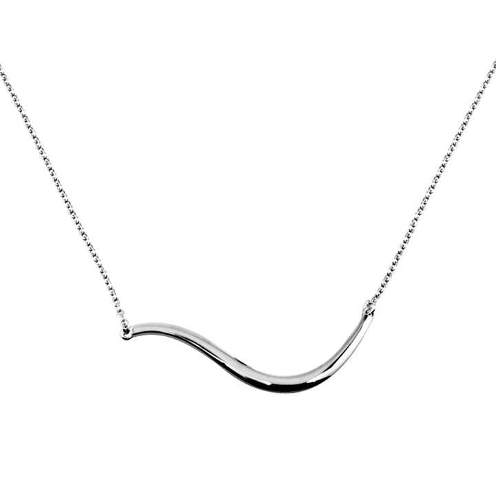 Solid Silver Wave Bar Necklace - Michael Jones Jeweller