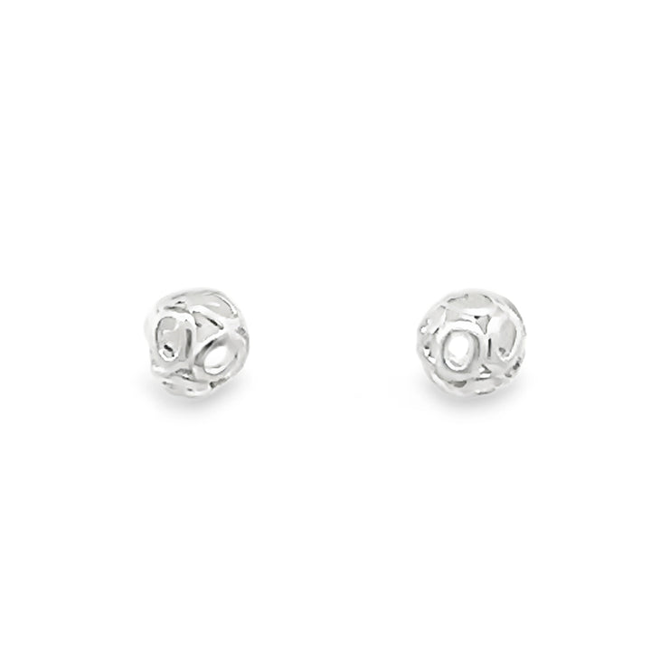 Open Cage Silver ball Stud Earrings - Michael Jones Jeweller