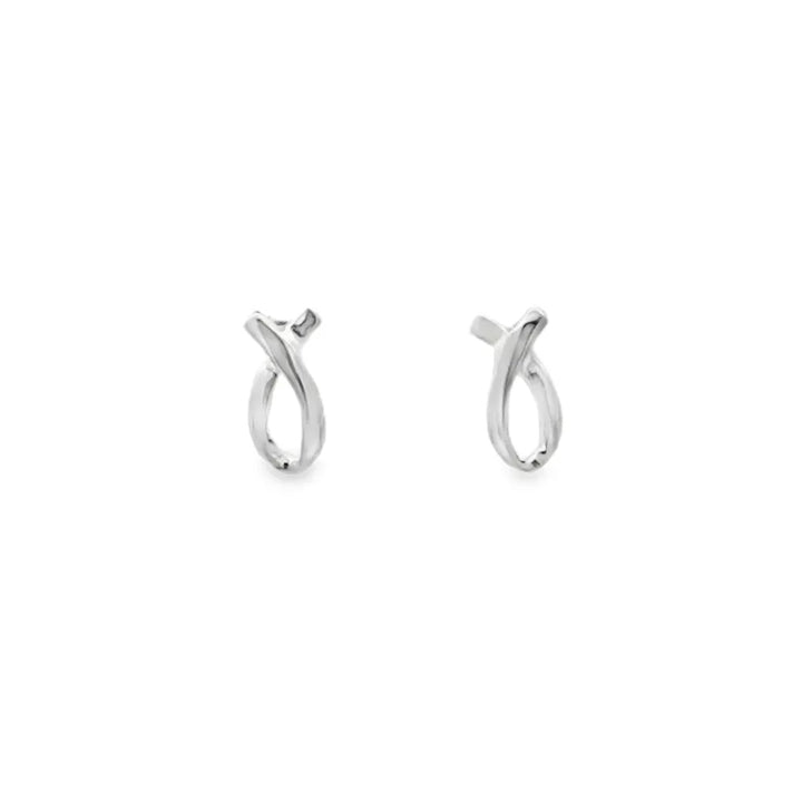 Ribbon Shape Silver Stud Earrings - Michael Jones Jeweller