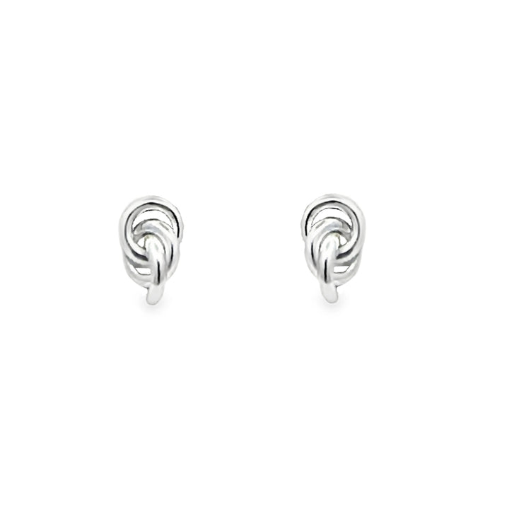 Entwined Loop Silver Stud Earrings - Michael Jones Jeweller