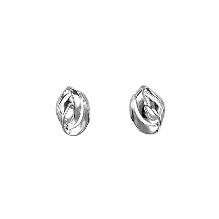 Entwined Pear Shape Siver Stud Earrings - Michael Jones Jeweller