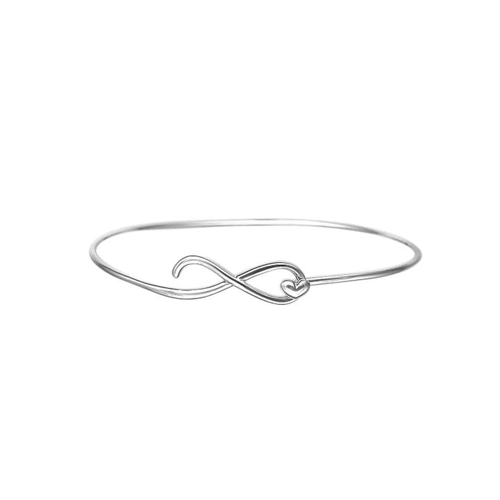 Silver Eternity Heart Fine Bangle - Michael Jones Jeweller