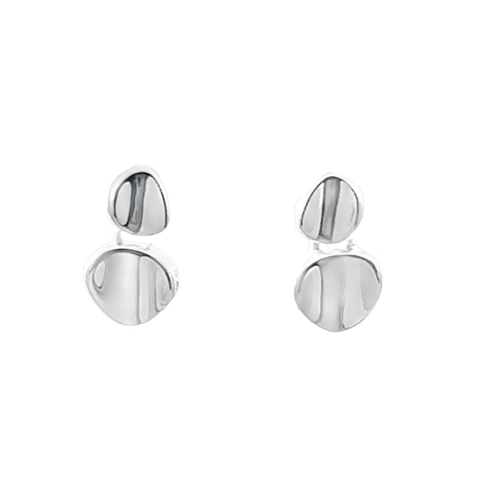 Silver Concave Pebble Drop Earrings - Michael Jones Jeweller