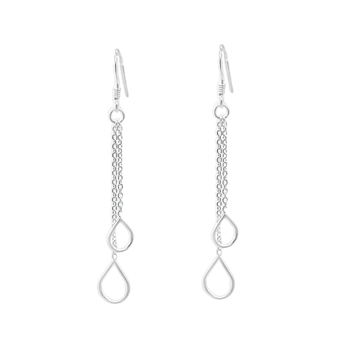 Silver Chain Teardrop Drop Earrings - Michael Jones Jeweller
