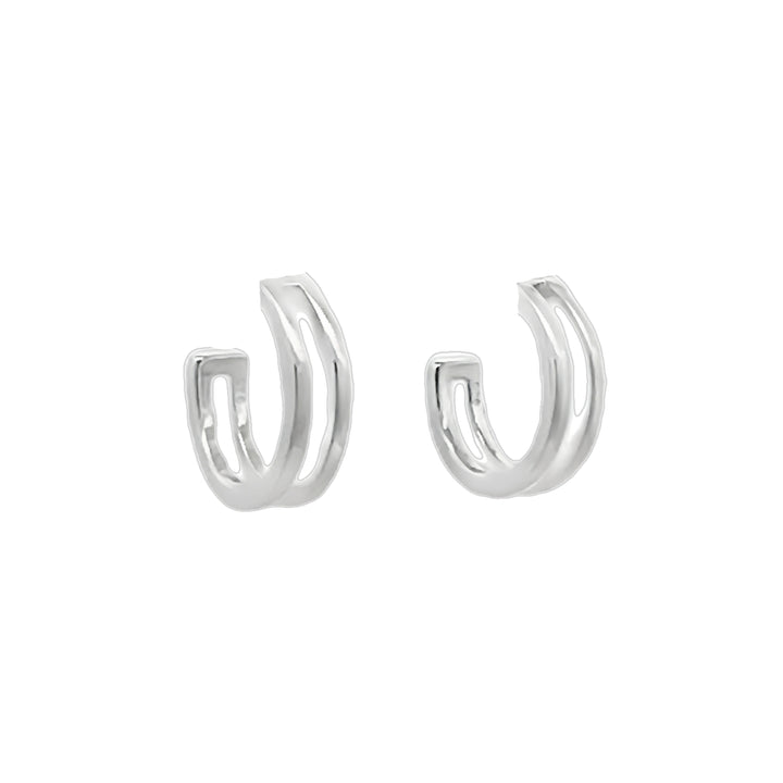 Silver Double Hoop 15mm Earrings - Michael Jones Jeweller