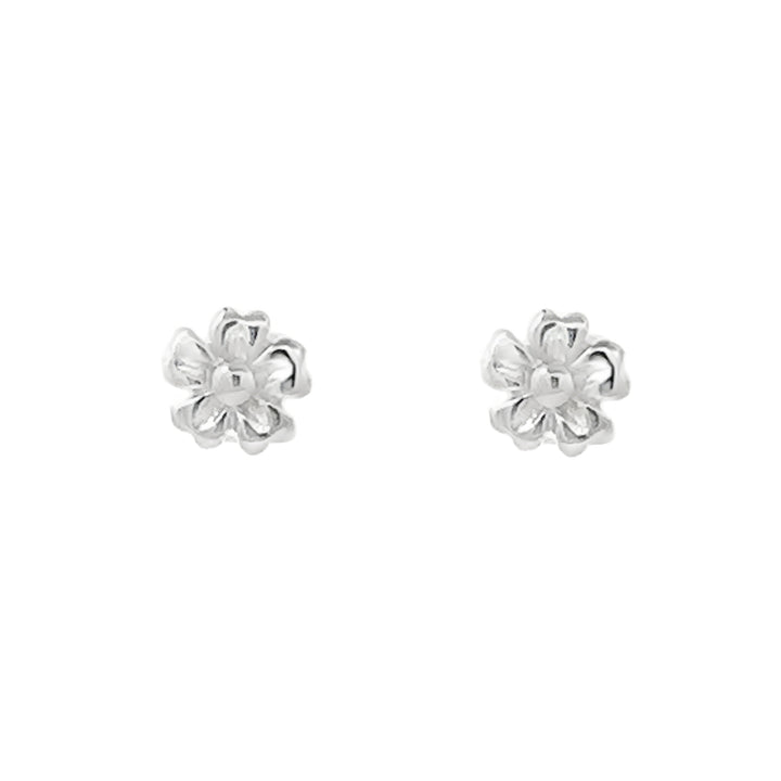 Silver Polished Flower Stud Earrings - Michael Jones Jeweller