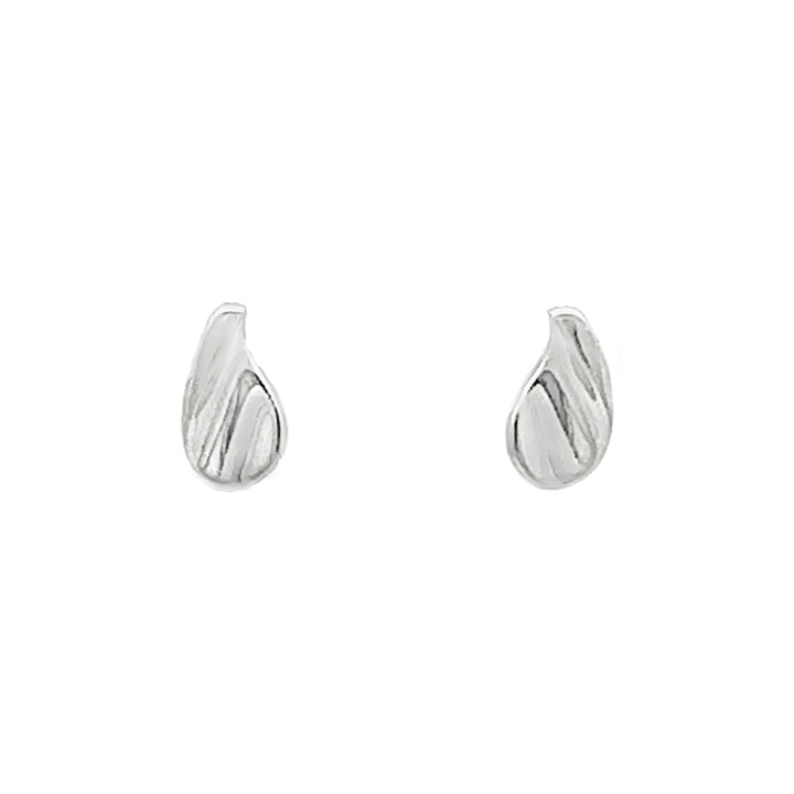 Silver Curved Pear Shaped Stud Earrings - Michael Jones Jeweller