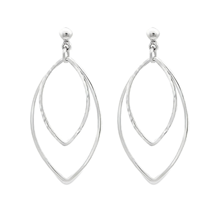 Open Marquise Shaped Silver Drop Earrings - Michael Jones Jeweller