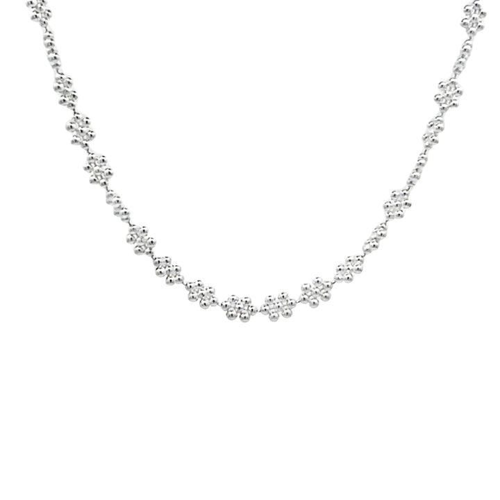 Silver Bead Flower Design Necklet - Michael Jones Jeweller
