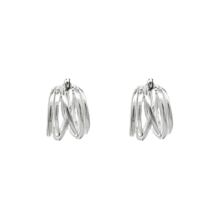 Multi-Strand Silver Crossover Hoop Earrings - Michael Jones Jeweller