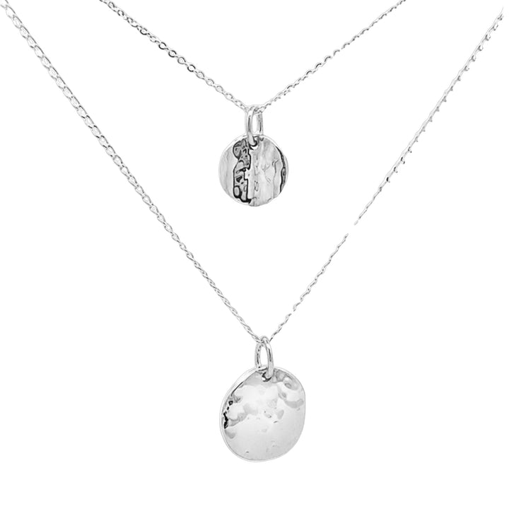 Silver Hammered Disk Graduated Necklace Set - Michael Jones Jeweller