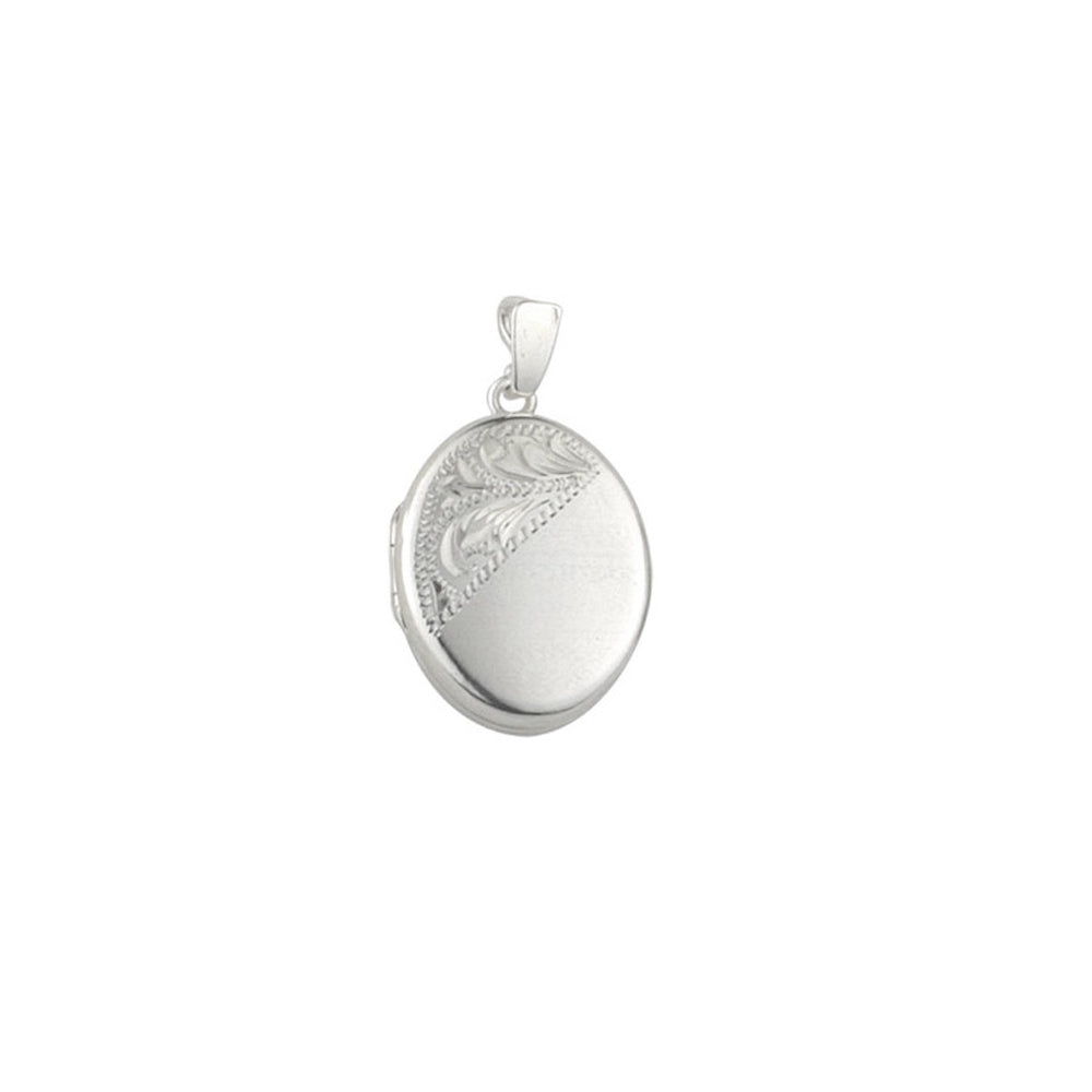 Half Engraved Silver Oval Locket - Michael Jones Jeweller