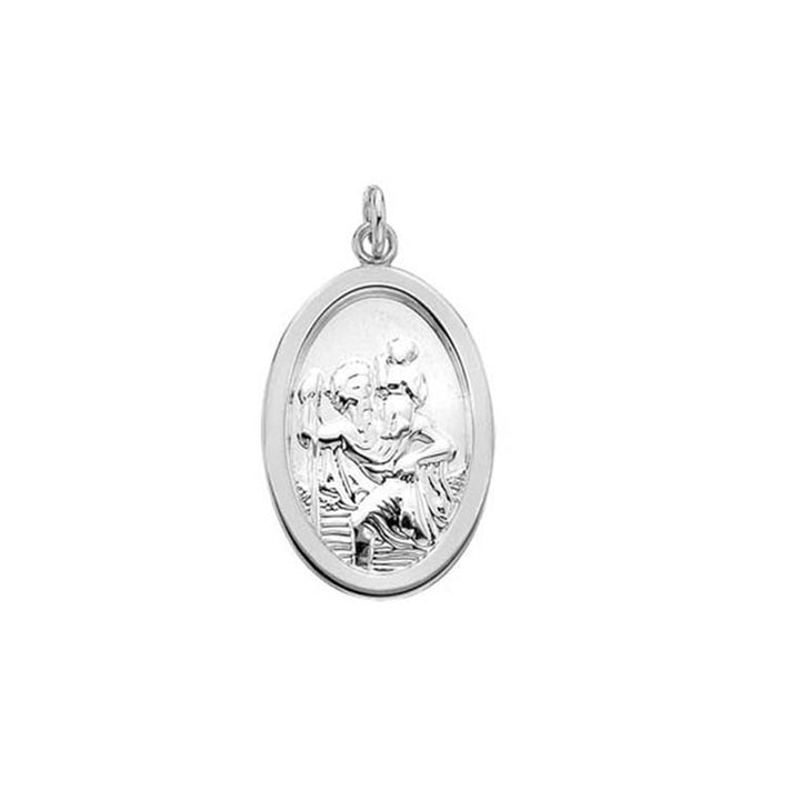 Oval St Christopher Silver Pendant - Michael Jones Jeweller