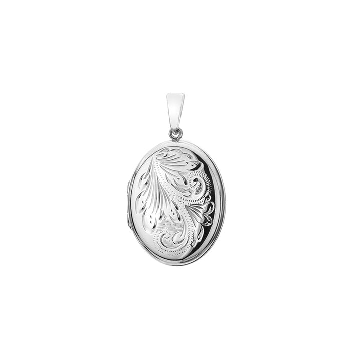 Engraved Oval Silver Locket - Michael Jones Jeweller