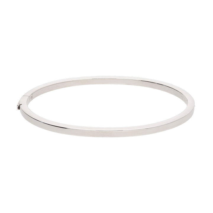 Hinged Oval Sterling Silver Bangle - Michael Jones Jeweller