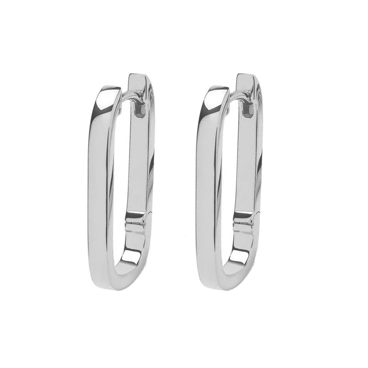 Rectangular 13mm Silver Hoop Earrings