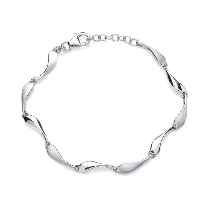 Silver Elongated Teardrop Linked Bracelet