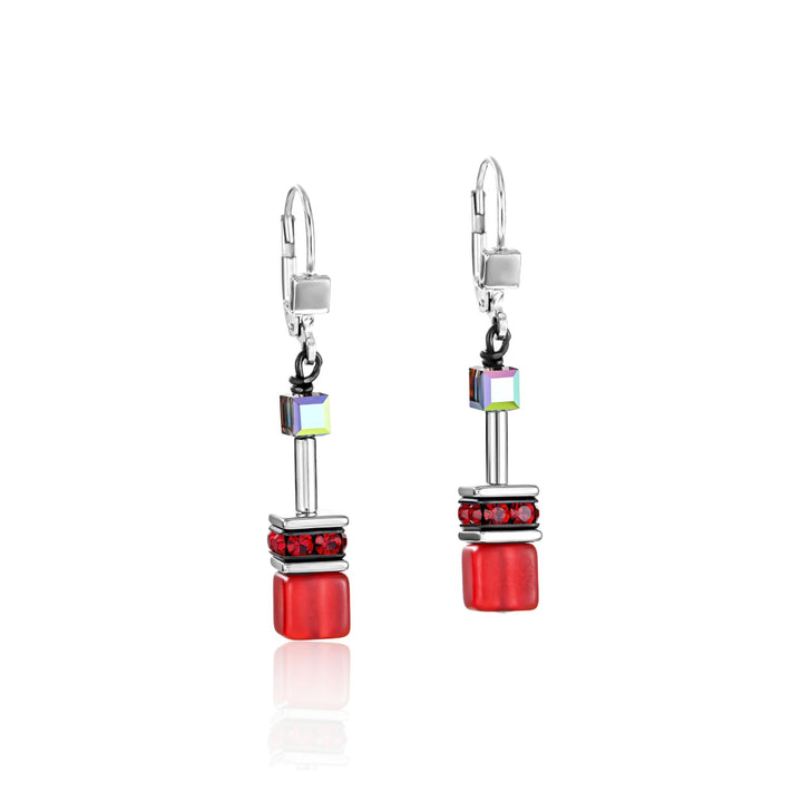 Coeur de Lion GeoCUBE® Drop Earrings Red - Michael Jones Jeweller