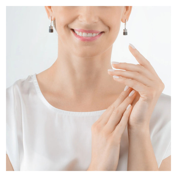 Coeur de Lion GeoCUBE® Iconic Precious Onyx Earrings Crystal-Black - Michael Jones Jeweller