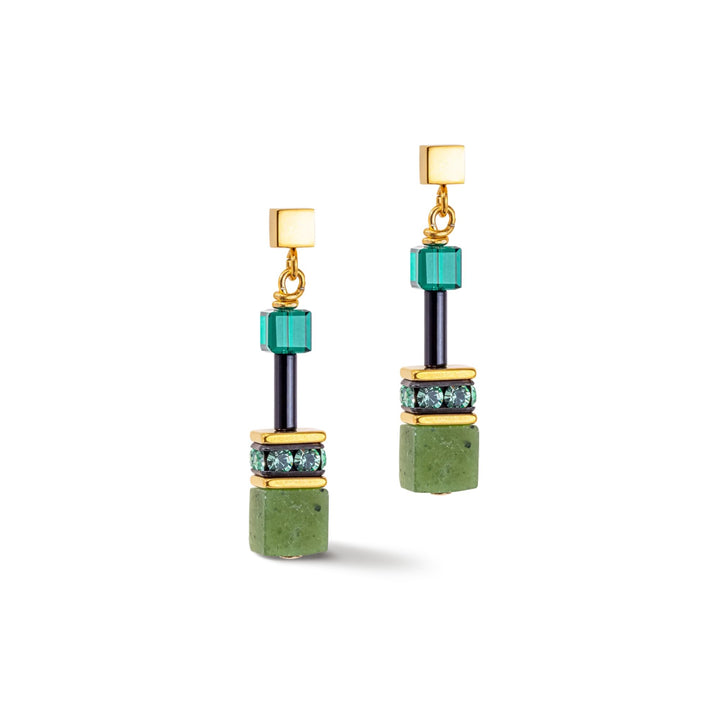 Coeur de Lion GeoCUBE® Iconic Precious Earrings Green - Michael Jones Jeweller