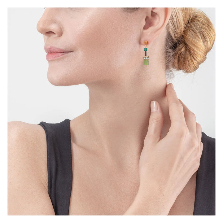 Coeur de Lion GeoCUBE® Iconic Precious Earrings Green - Michael Jones Jeweller