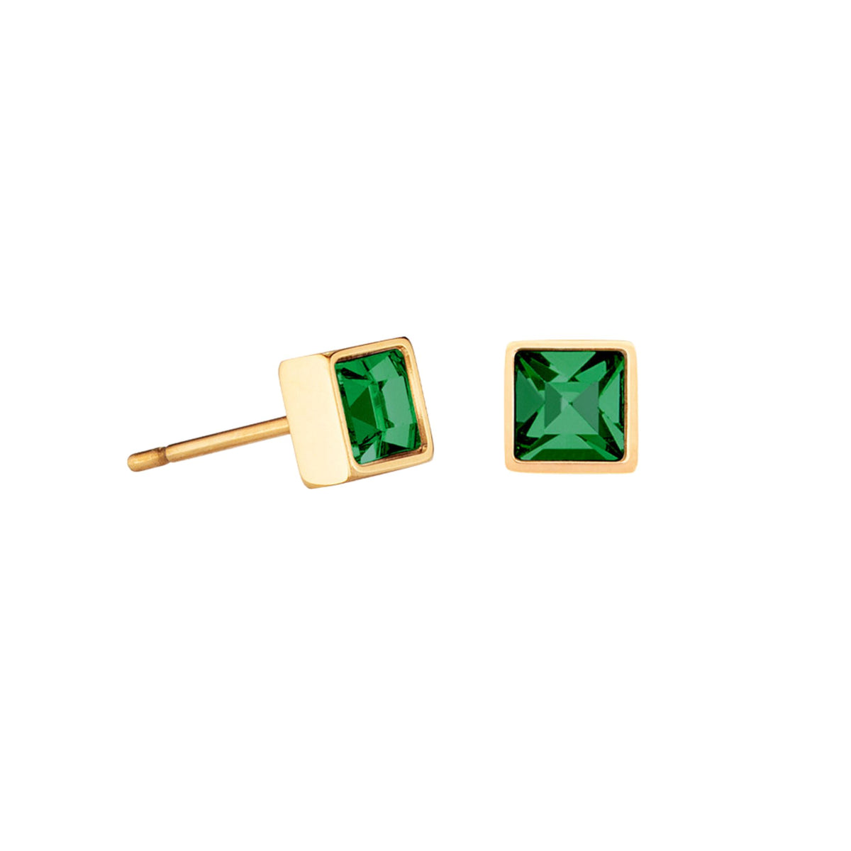 Coeur de Lion Brilliant Small Stud Earrings Dark Green - Michael Jones Jeweller