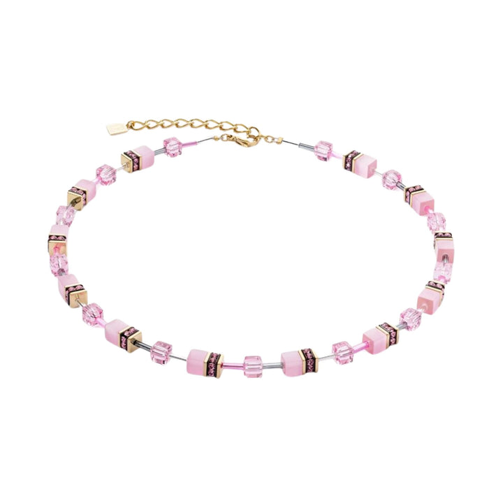 Coeur de Lion GeoCUBE® Iconic Mono Gold Necklace Pink