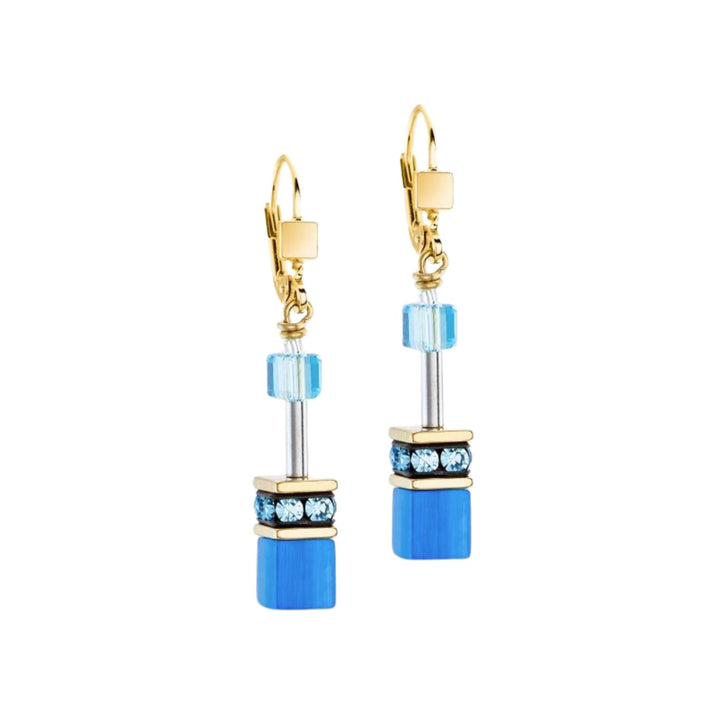 Coeur de Lion GeoCUBE® Iconic Mono Gold Earrings Turquoise