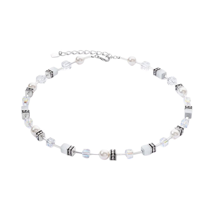 Coeur de Lion GeoCUBE® Iconic Pearl Mix Necklace Silver-White