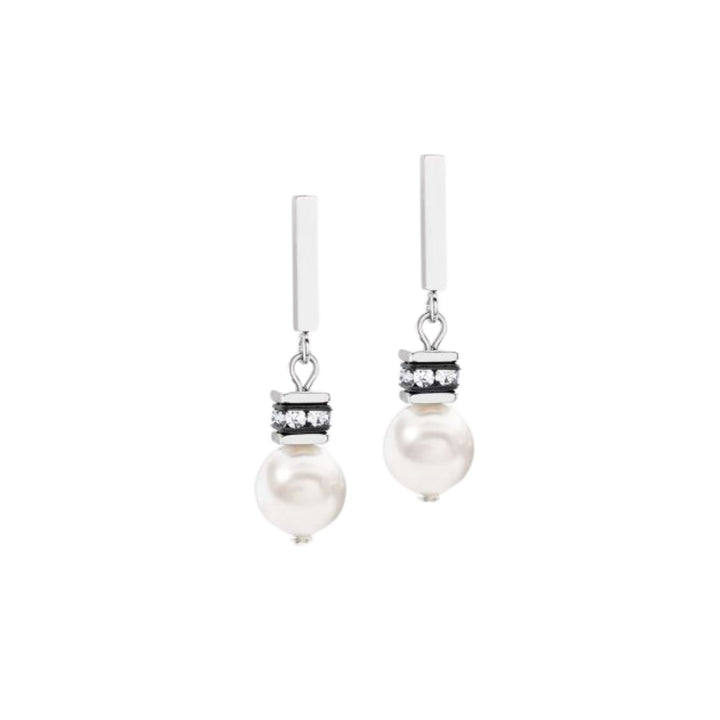 Coeur de Lion GeoCUBE® Iconic Pearl Mix Earrings Silver-White