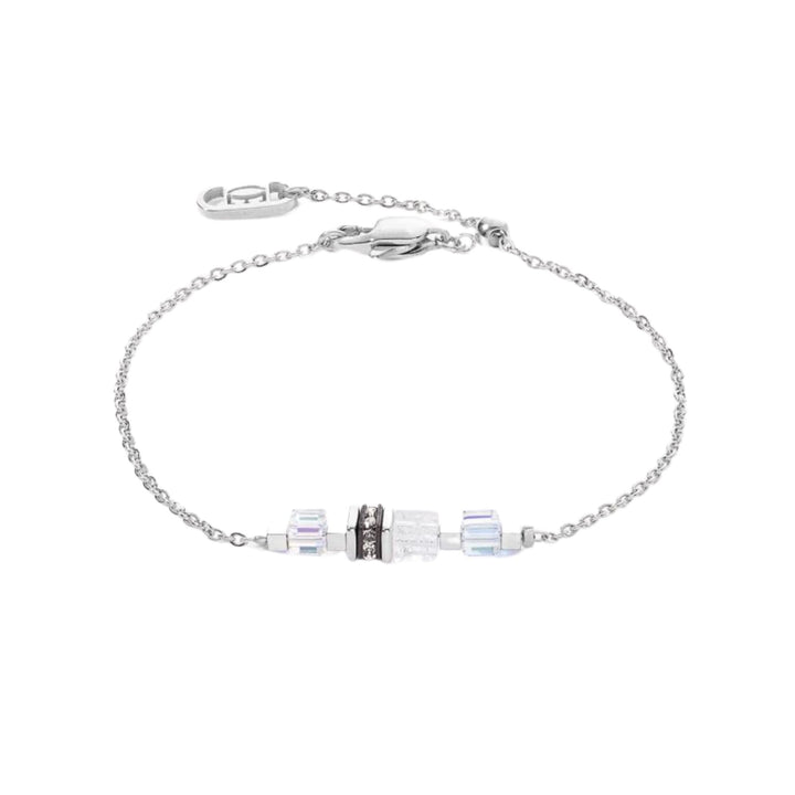 Coeur de Lion Mini Cubes & Chain Bracelet Silver-White - Michael Jones Jeweller