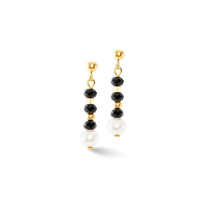 Coeur de Lion Mystic Pearl Drop Earrings Gold-Black - Michael Jones Jeweller