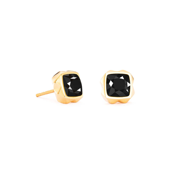 Coeur de Lion  Spikes Square Onyx Stud Earrings Gold-Black - Michael Jones Jeweller