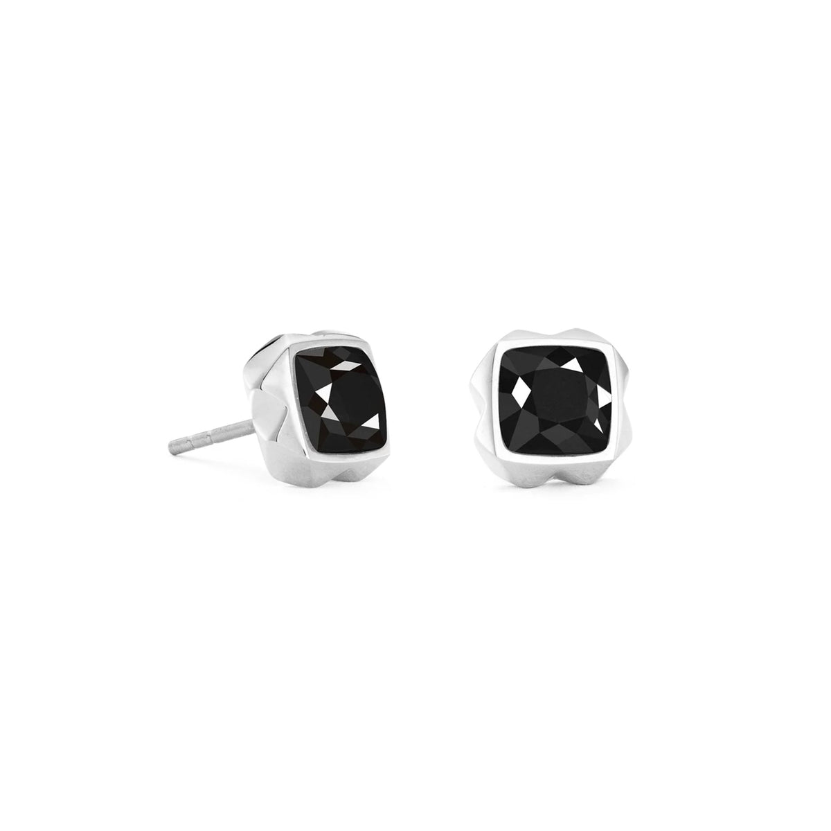Coeur de Lion Spikes Square Onyx Stud Earrings Silver-Black - Michael Jones Jeweller
