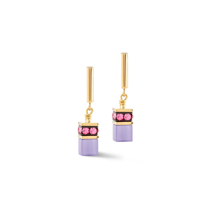 Coeur de Lion GeoCUBE® Iconic Layer Earrings Gold-Rainbow - Michael Jones Jeweller