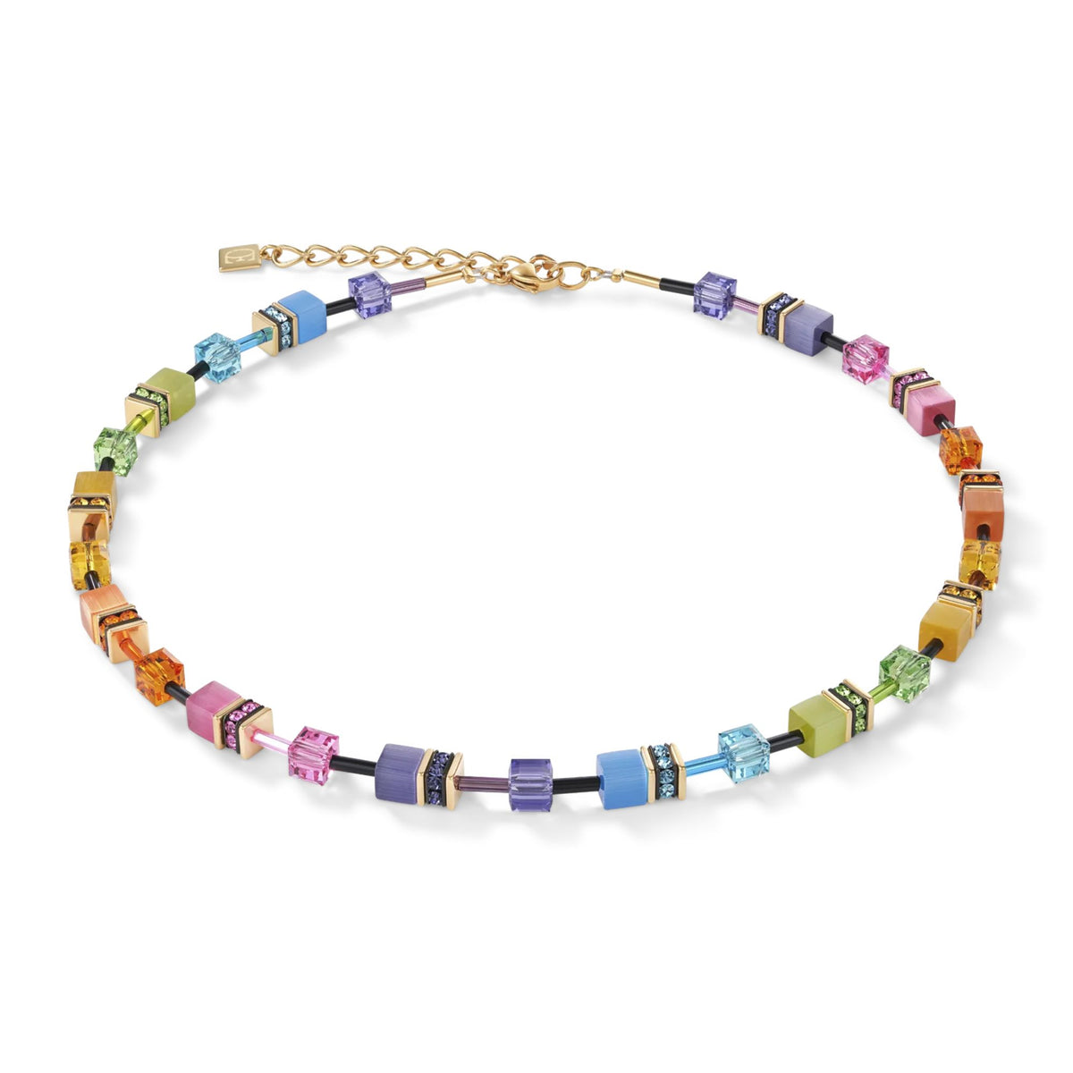 Coeur de Lion GeoCUBE® Multicolour Necklace Rainbow Gold - Michael Jones Jeweller