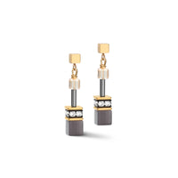 Coeur de Lion GEOCUBE® Drop Earrings Grey-Gold - Michael Jones Jeweller