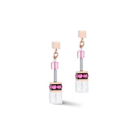 Coeur de Lion GeoCUBE® Iconic Nature Earrings Pink-White - Michael Jones Jeweller