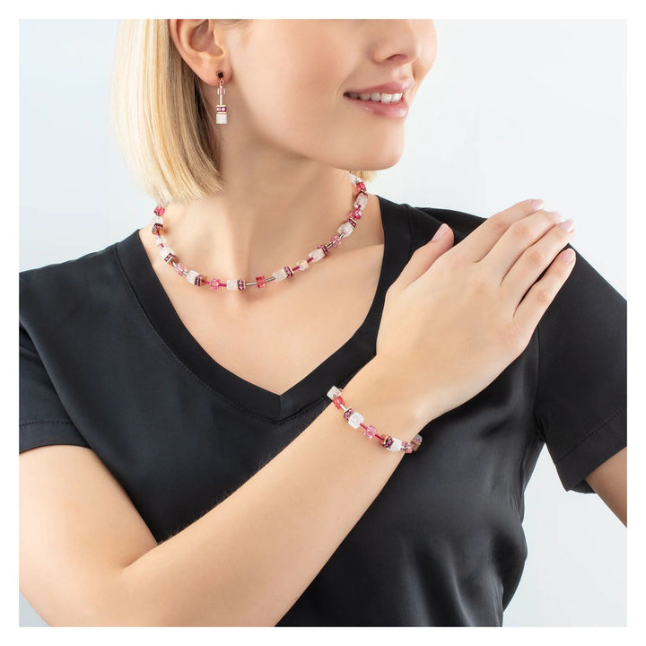 Coeur de Lion GeoCUBE® Iconic Nature Earrings Pink-White - Michael Jones Jeweller