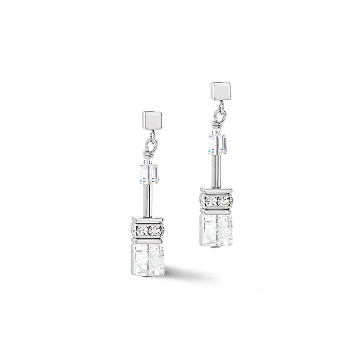 Coeur de Lion GeoCUBE® Iconic Nature Earrings Silver-White - Michael Jones Jeweller