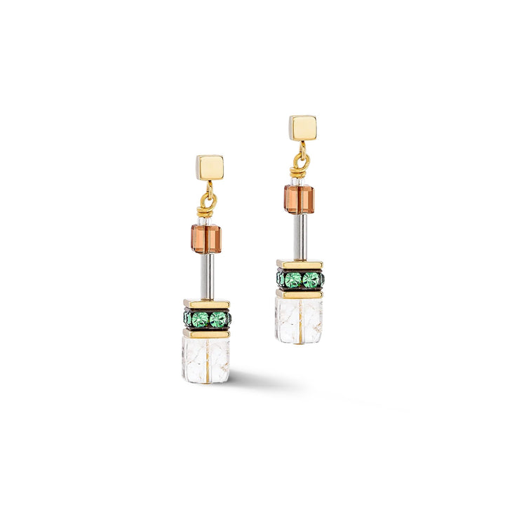 Coeur de Lion GeoCUBE® Iconic Nature Earrings Brown-White - Michael Jones Jeweller