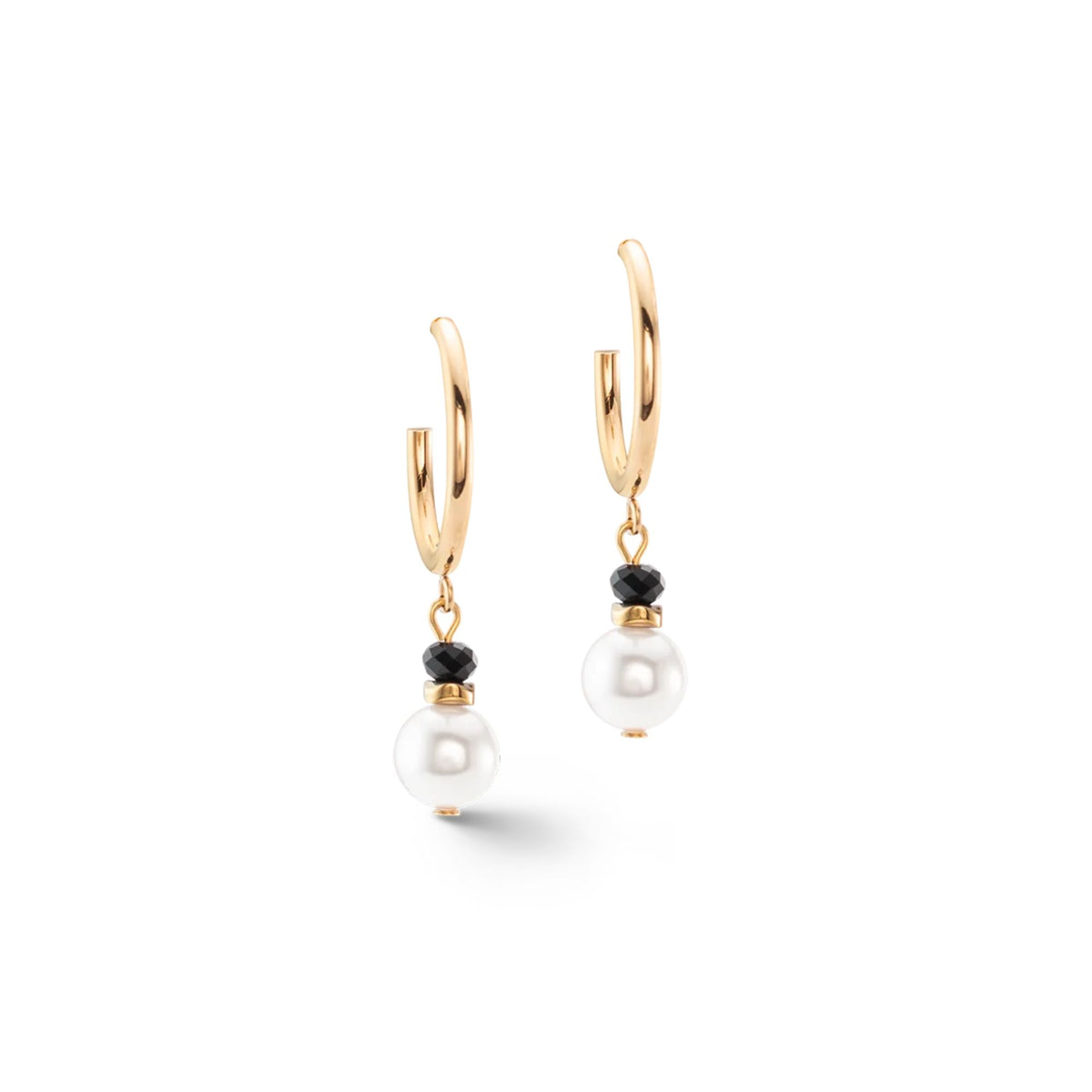 Coeur de Lion Princess Pearls Trinity Hoop Earrings Gold - Michael Jones Jeweller