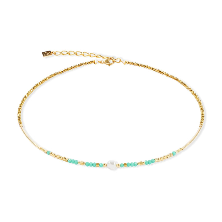 Coeur de Lion Lagoon Pearl Necklace Gold-Mint - Michael Jones Jeweller