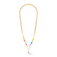 Coeur de Lion Fusion Charm Cube Necklace Gold-Rainbow - Michael Jones Jeweller