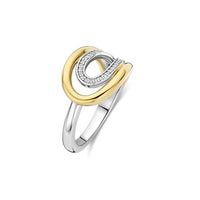 Ti Sento Organic Zirconia Vermeil and SIlver Ring 12408ZY - Size 56