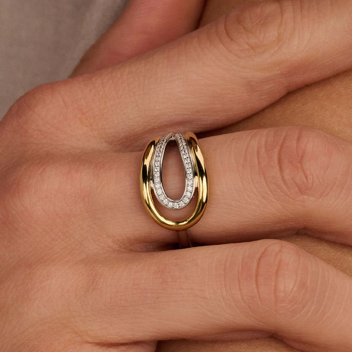Ti Sento Organic Zirconia Vermeil and SIlver Ring 12408ZY - Size 56