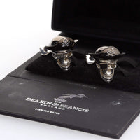 Pre-Owned Deakin & Francis Sterling Silver Pirate Skull Cufflinks with Hat and Ruby Eyes