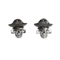 Pre-Owned Deakin & Francis Sterling Silver Pirate Skull Cufflinks with Hat and Ruby Eyes